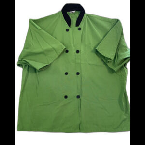 Happy Chef Shirt Men Size 3X Green Short Sleeve Chef Work Shirt Double Breasted